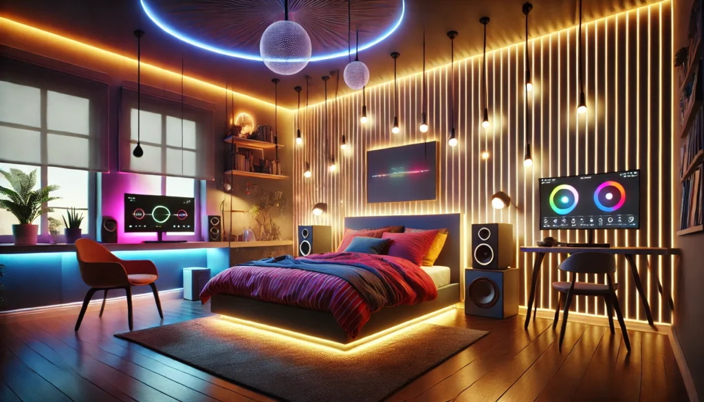 LED strips, smart bulbs, and string lights to create the perfect ambiance for a teen’s bedroom