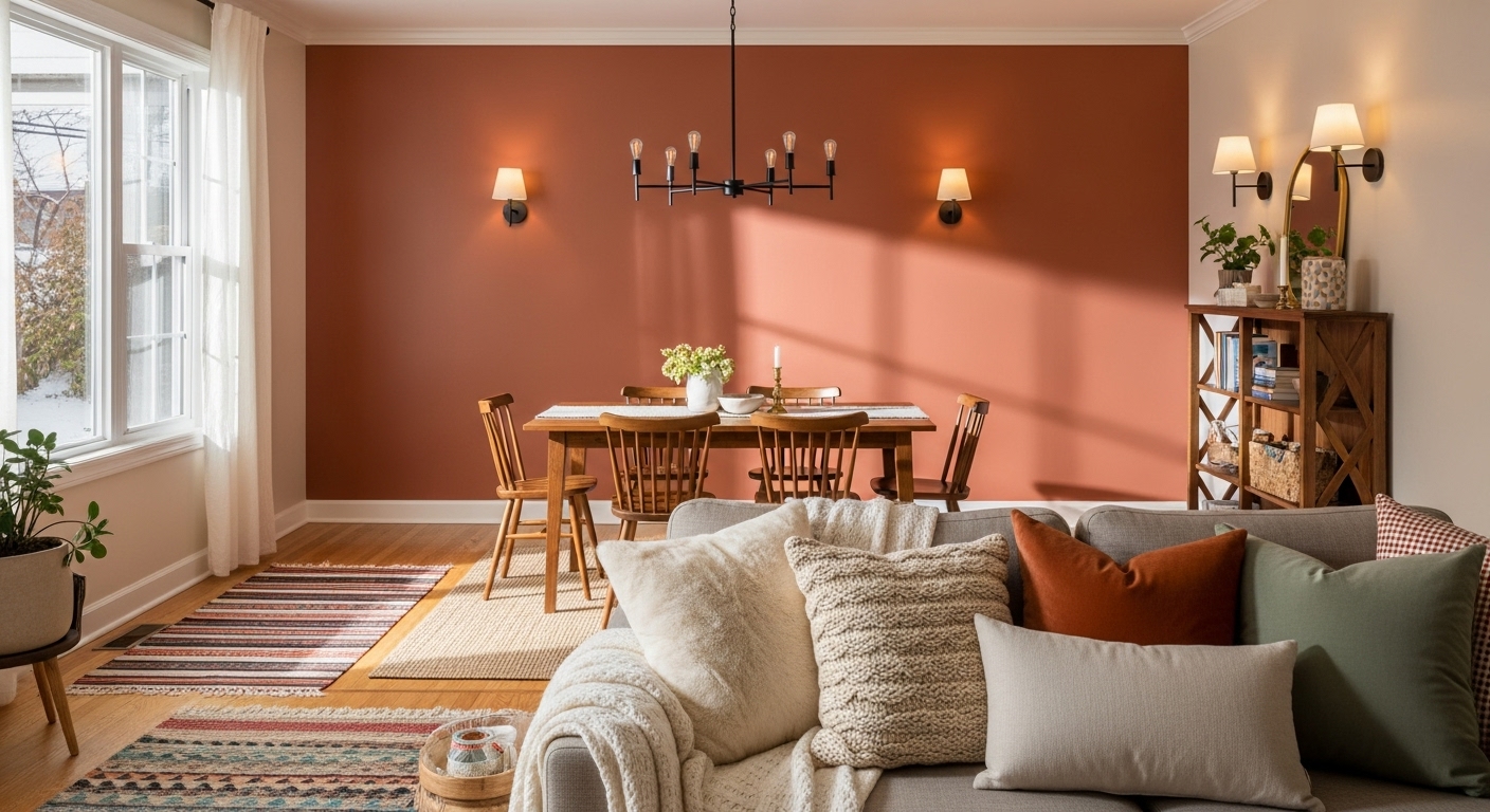 Modern home interior featuring a budget-friendly wall paint makeover, new lighting fixtures, and decorative accents for high-impact upgrades.