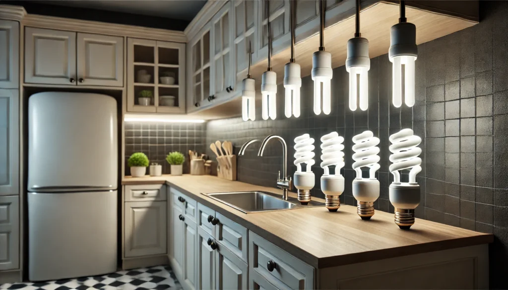 Modern kitchen with smart lighting systems that adjust based on time of day and occupancy, providing energy-efficient illumination