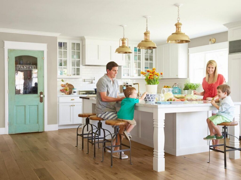 Personalized Kitchen Window Ledge with Family Photos in Picture Frames