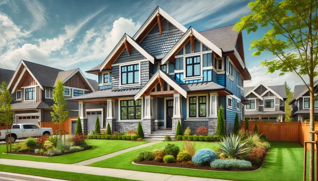 A single-family home with a unique, fully customizable exterior design featuring personalized colors, materials, and landscaping.