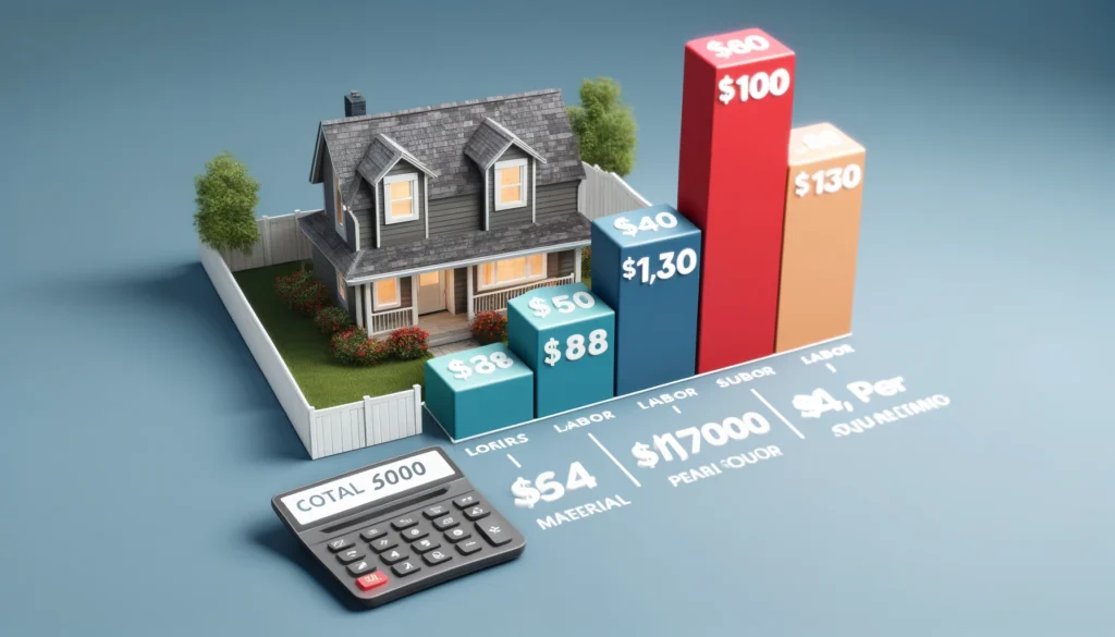 A price comparison visual showing the total cost of vinyl siding installation, ranging from $6000 to $18,000 for a 1500 square foot home.
