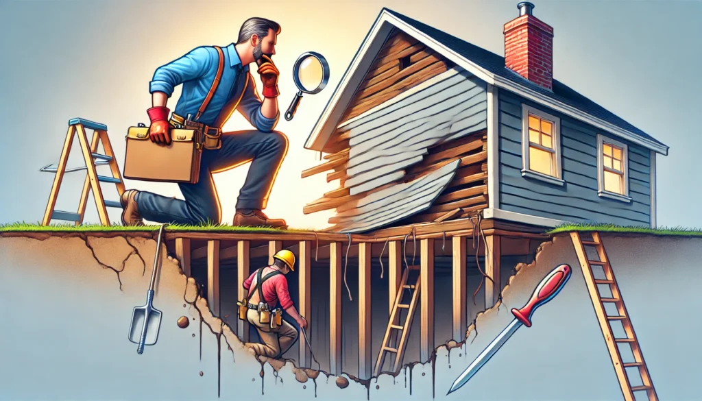 A contractor discovering underlying issues like rot or damage beneath the vinyl siding during installation, leading to unexpected repairs