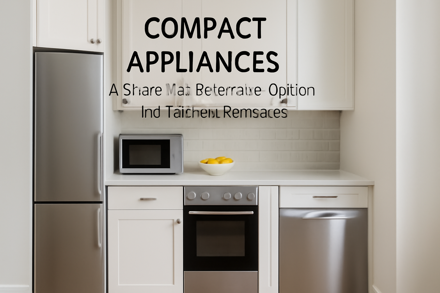 A modern kitchen featuring compact appliances like a small fridge, mini dishwasher, and compact oven, showing how these smaller appliances can increase kitchen remodel costs.
