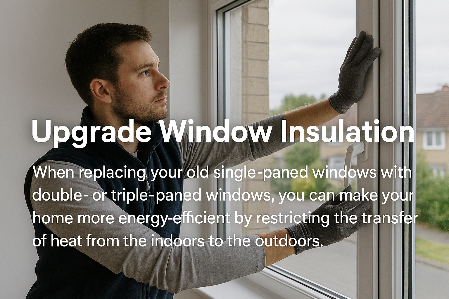 A professional installer fits a modern double-paned window to enhance home insulation and energy efficiency.
