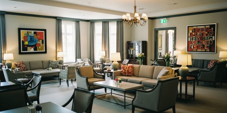 Modern drawing room design with stylish furniture, cozy lighting, and a harmonious color scheme.