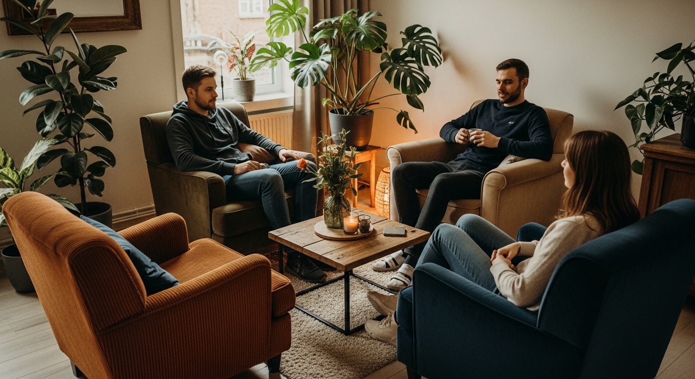 Comfortable seating area arranged for intimate and friendly conversation