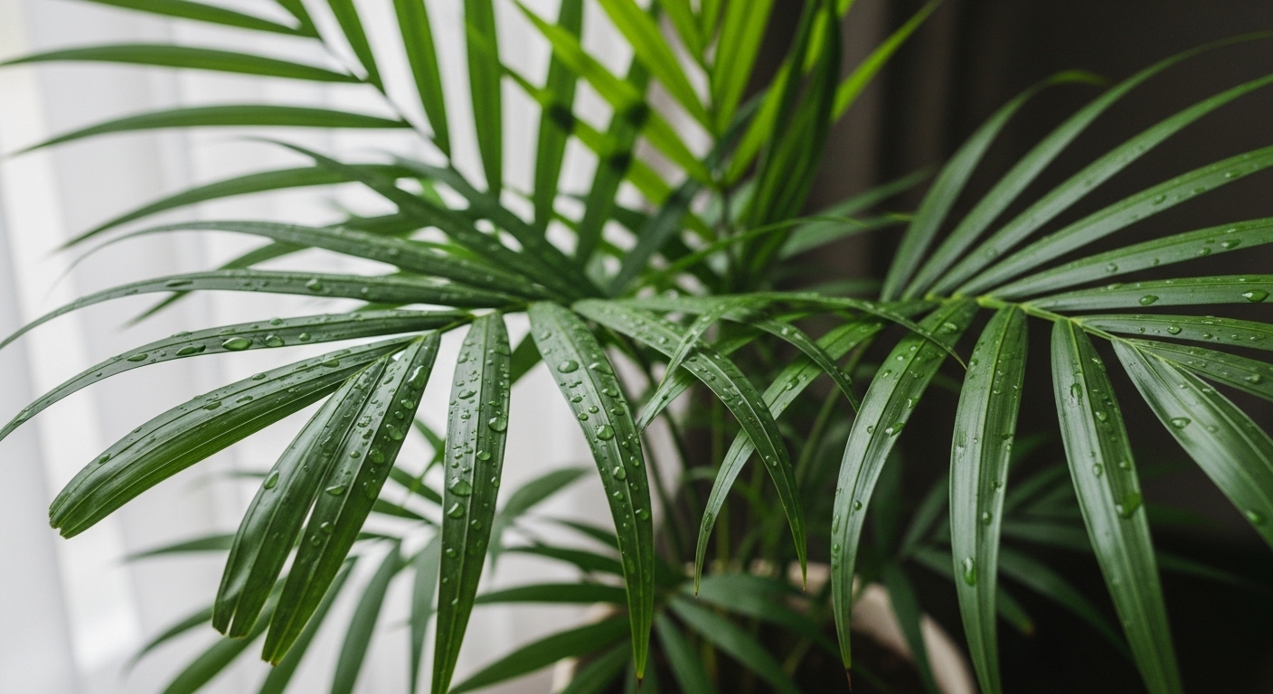 A thriving Majesty Palm in a bright room helping maintain indoor humidity, perfect for preventing dry air and skin issues.